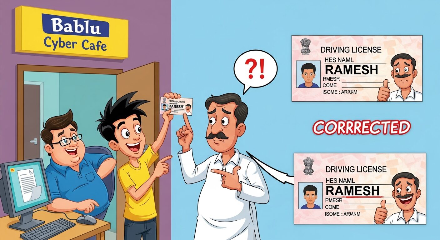 A step-by-step guide for correcting the father's name on a driving licence in Patna, including required documents and fees.