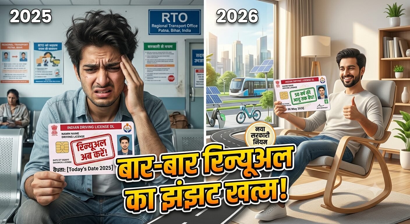 Information about the proposed new rule for Driving Licence Validity 2026, extending it until the holder turns 50 in Patna.