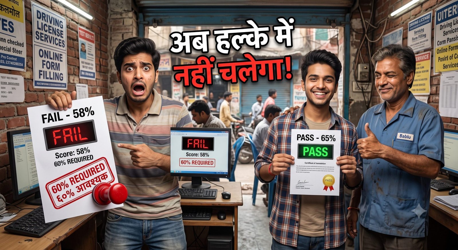 Information about the Bihar Driving Licence new rule requiring 60% pass marks in the computer test for applicants in Patna.